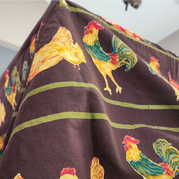 April Cornell Farm House Chicken & Rooster Tablecloth Napkins Chocolate Brown - Picture 13 of 16
